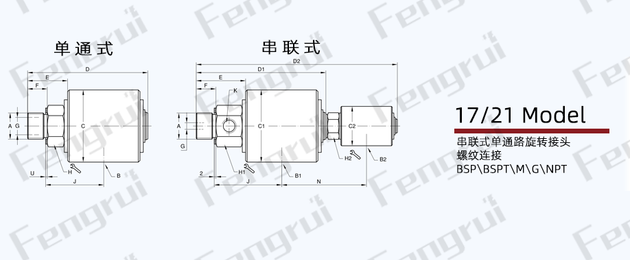 17/21系列串聯式單通道旋轉接頭圖紙